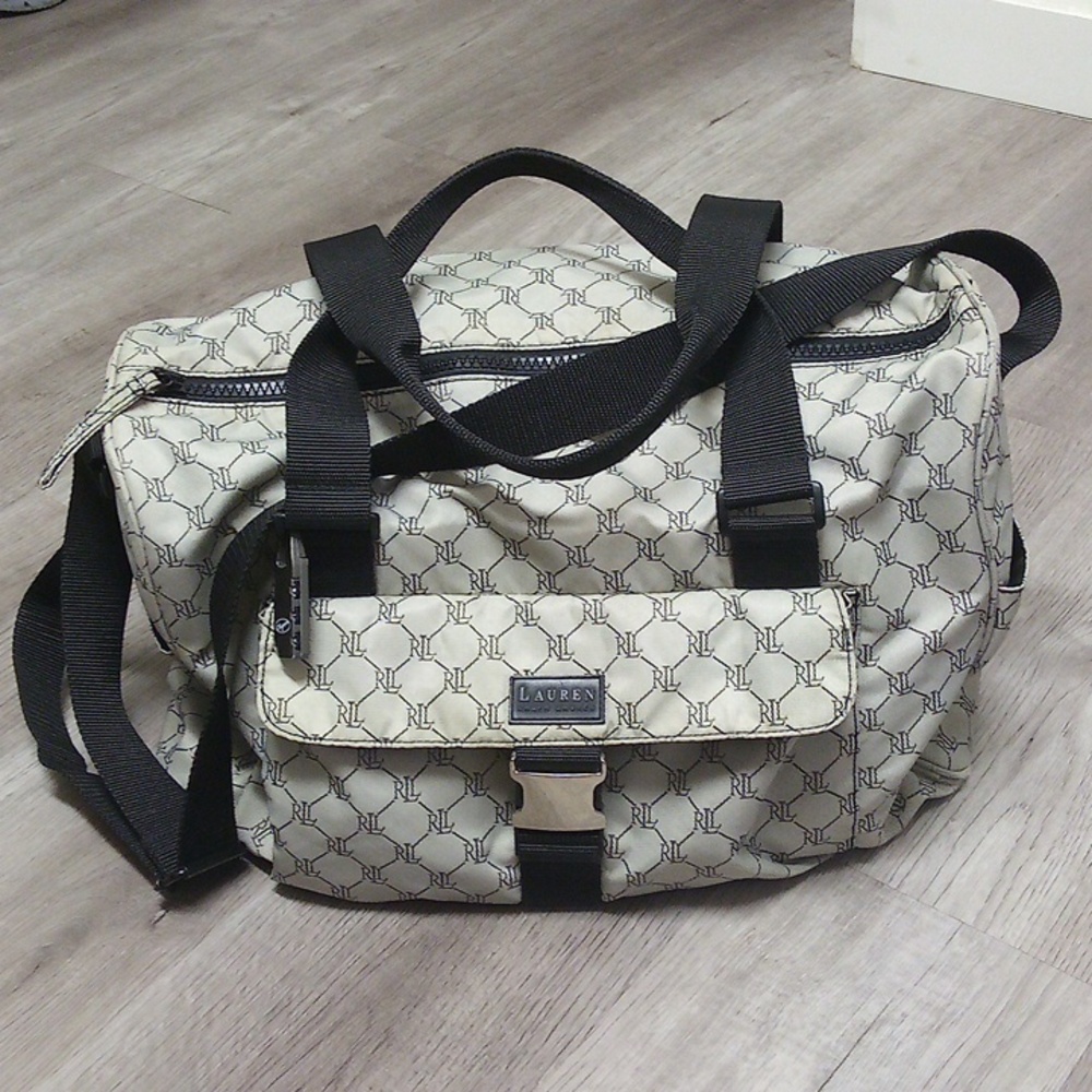 SOLD Lauren Ralph Lauren Black And Grey Logo Duffel Bag